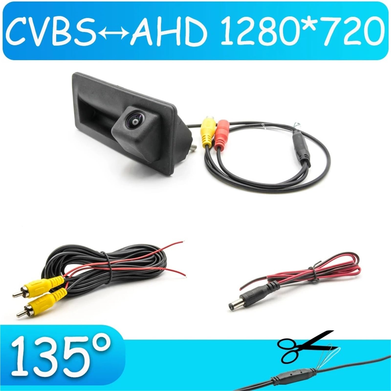 Rückfahrkamera Für VW Für Touran 2 Facelift 2010–2016: CCD HD AHD Rückfahrkamera Mit Kofferraumgriff-Kamera Und Einparkhilfe(C135 AHD 720P)