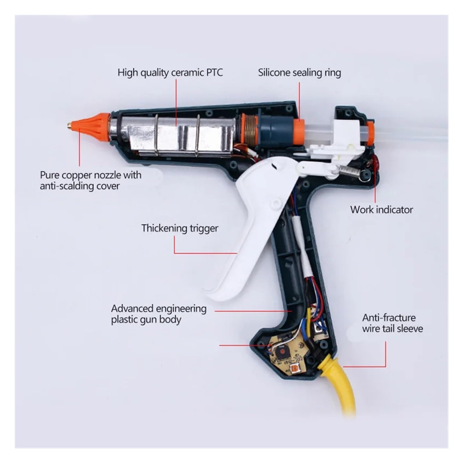 Pistola per colla a caldo per lavori artigianali, Pistola for colla a caldo, pistola a caldo regolabile da 200 W 250 W, strumento di riparazione industriale con pistola for colla professionale con sti