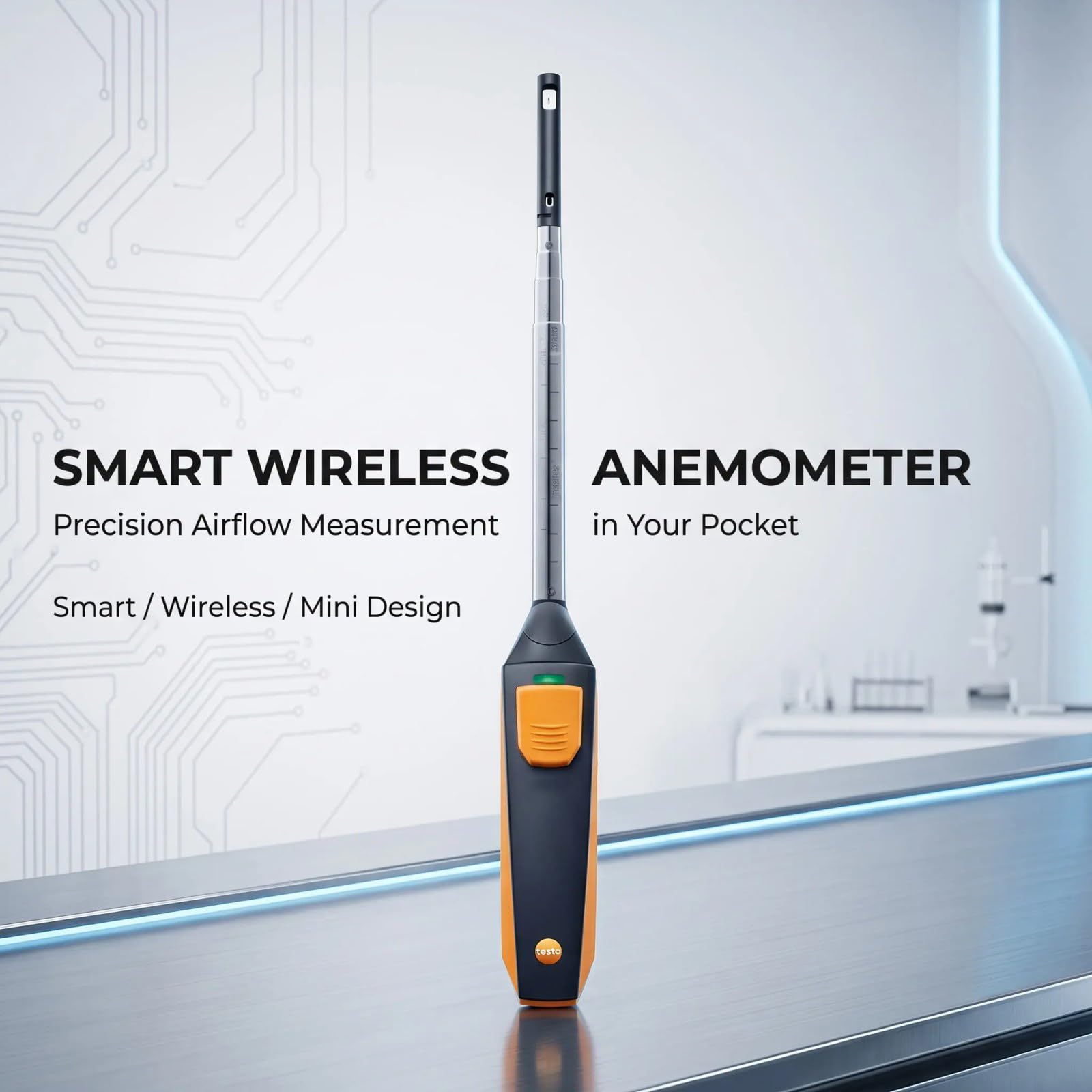 Anemómetro de sonda compacto con pantalla LCD, medidor de movimiento de aire de mano para controles de HVAC, medidor de anemómetro térmico, medidor de conducto de ventilación HVAC