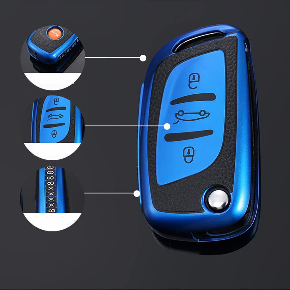 HIBEYO Custodia Per Chiave Auto In Silicone TPU Con Linee Dorate - Per Peugeot E Citroen
