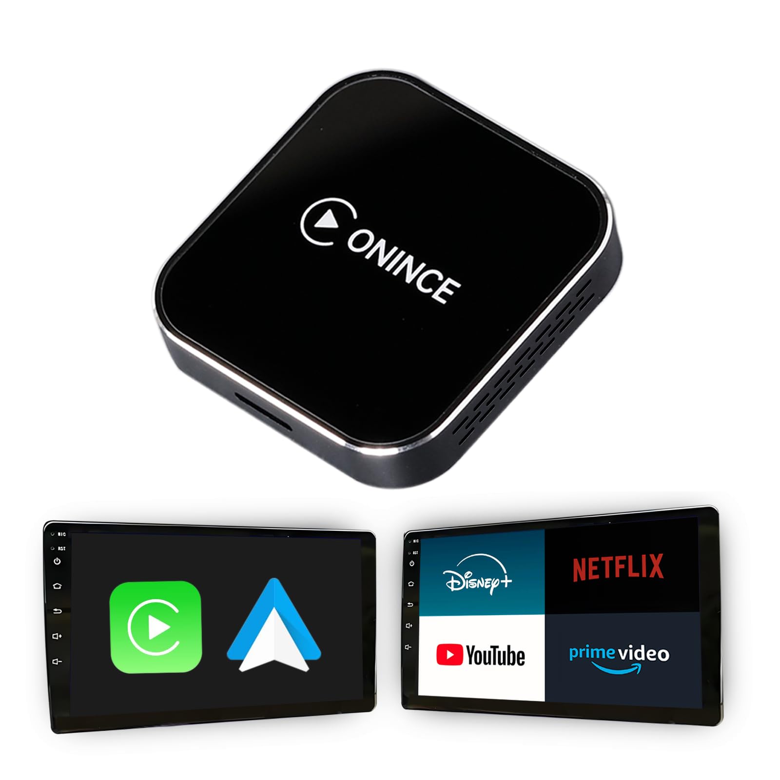 CarPlay AI Box 2025 Upgrade – Wireless CarPlay & Android Auto Adapter with Netflix, YouTube, Disney+, Prime Video | 5GHz WiFi, Auto Connect | for OEM Wired CarPlay Cars & Motorcycles