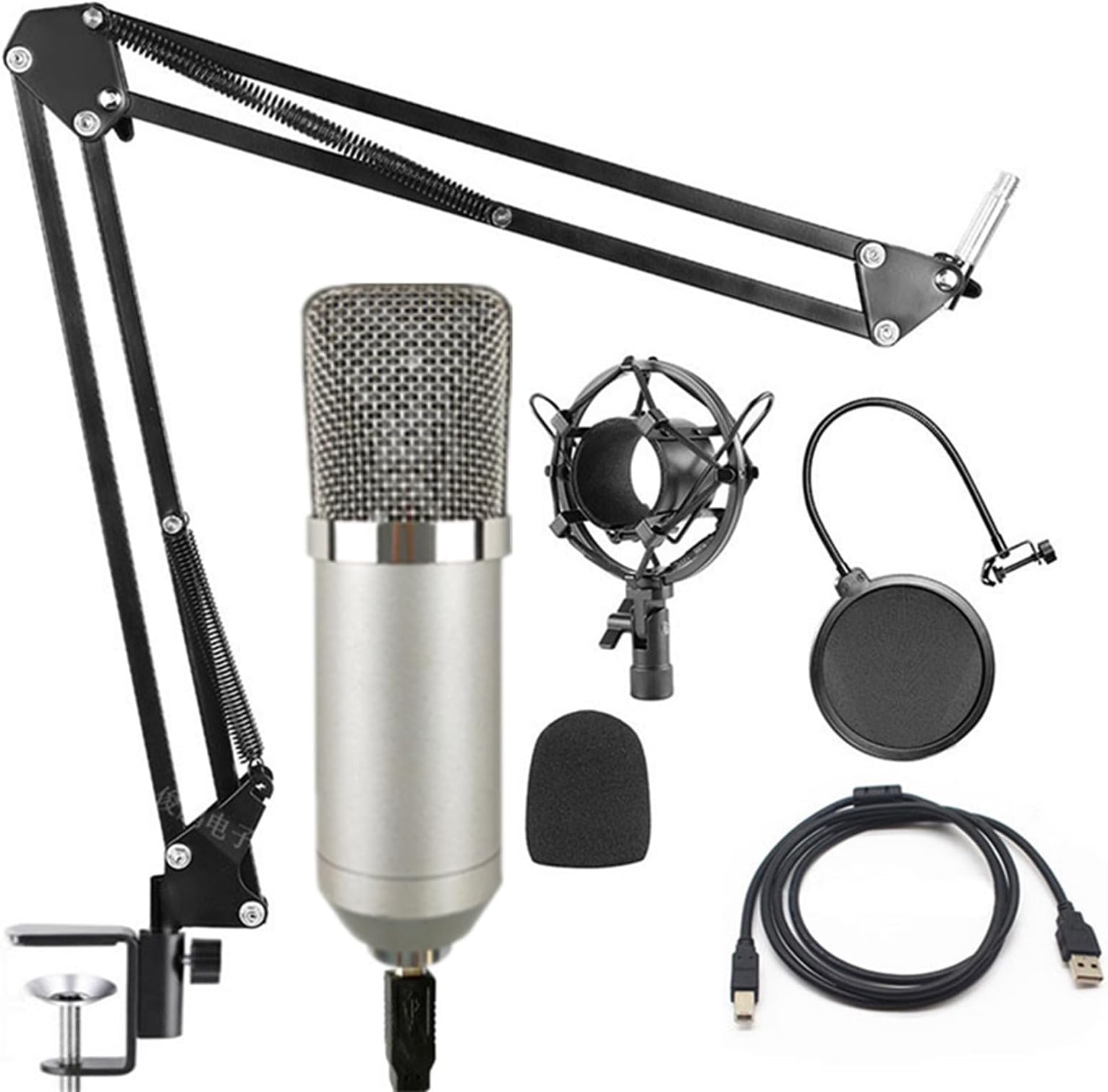 MOTIMUSB Microphone Kit, Condenser Computer Mic for Gaming, Recording Music, Voice Over, Studio Mic Bundle with Adjustment Arm Stand