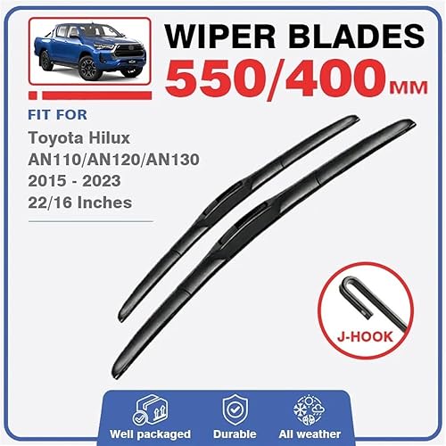 Miniatura 2 de Escobillas de limpiaparabrisas delantero compatibles con Toyota Hilux AN120 AN130 2015-2023 parabrisas parabrisas ventana coche lluvia cepillos 22