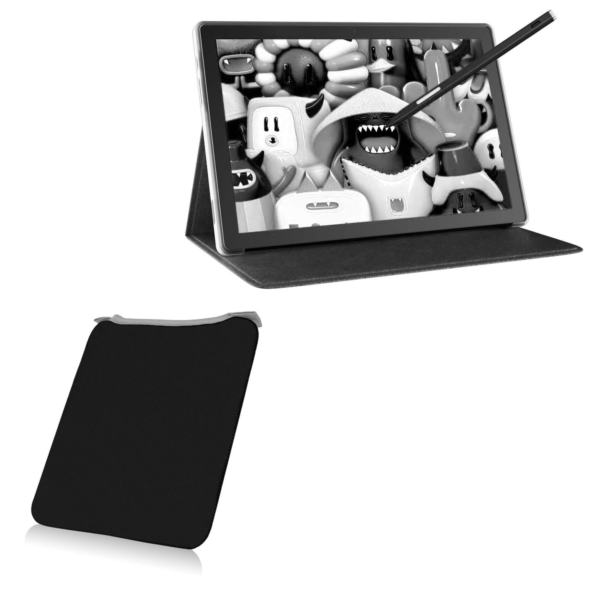 BoxWave Case Compatible with Huion Kamvas Slate 10 (10.1 in) - SlipSuit, Soft Slim Neoprene Pouch Protective Case Cover - Jet Black