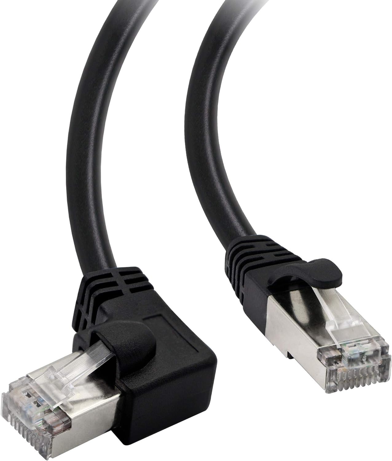 fdealz [ 3 Pieces ] 90 Degree - CAT 6E - 1.5 Meter Cable ; 90° Cat 6, Cat6 Right Angle Ethernet Cable, RJ45 LAN Network Patch Cord-image-1
