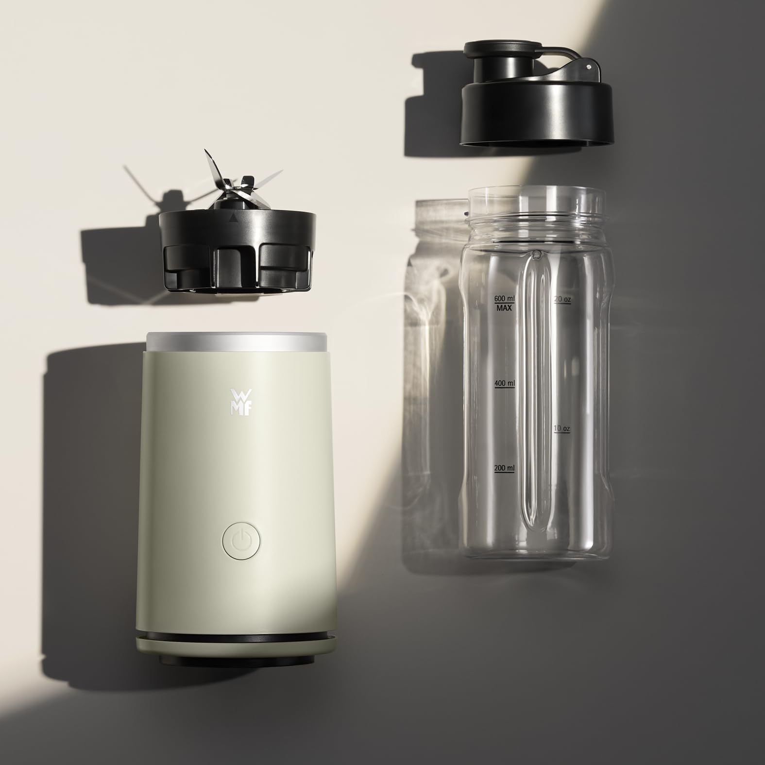 WMF Mix & Go Touch - Frosty Green, Smoothie Maker, osobisty blender, obsługa jedną ręką, moc 500 W, mikser stojący, szczelna butelka na wynos, 0416770091