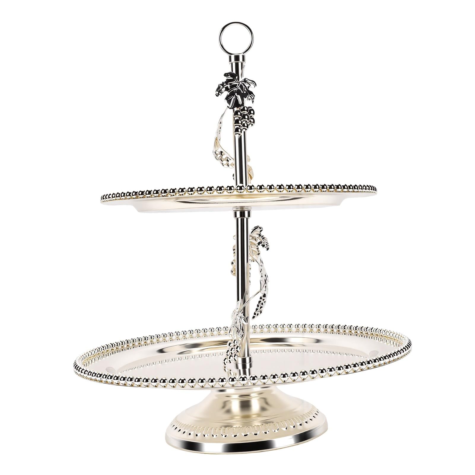 SIXRUN Soporte para Magdalenas de Metal, Bandeja para Servir de 2 Niveles | Construcción de Acero Inoxidable, Exhibición de Frutas Vintage para Fiesta de té, Fácil de Levantar y transportar.