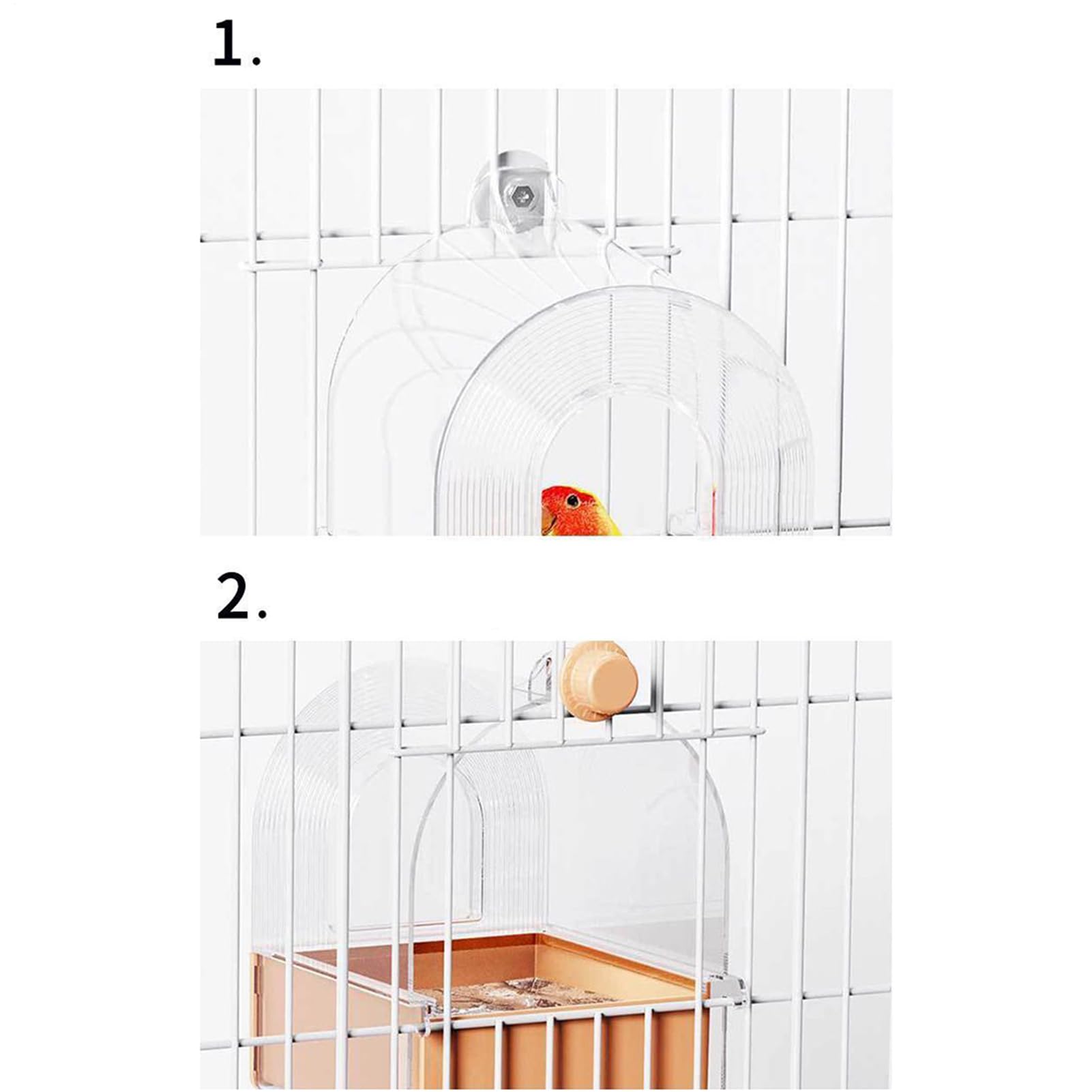 Vasca per uccelli per gabbia, a prova di perdite, per parrocchetti, accessori per doccia, scatola trasparente stabile con design poco profondo, ideale per uccelli domestici in spazi esterni, casa