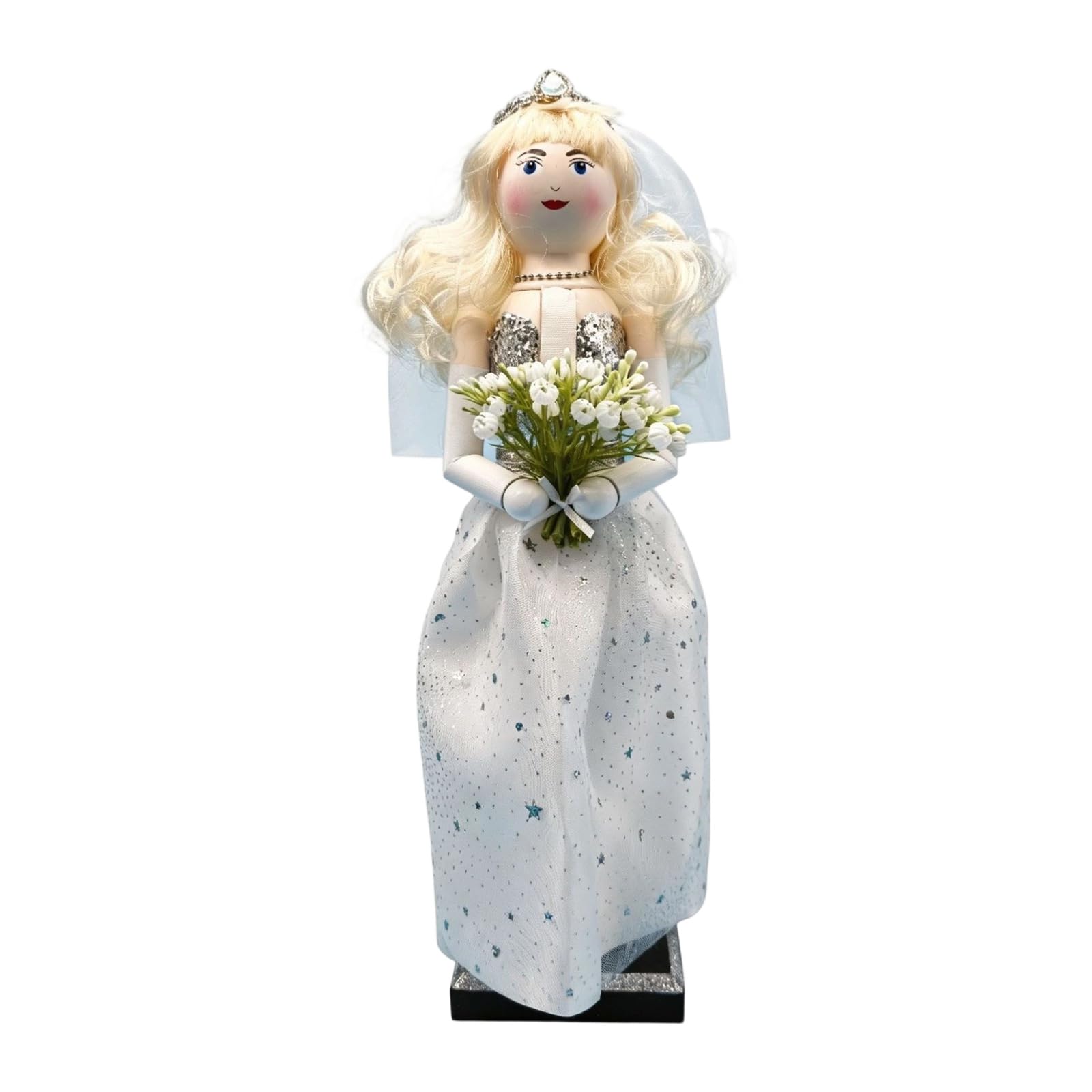 Jazuaiao Wooden Bridal Groom Figurine Hand Carved Wedding Nut Sculpture for Christmas Decoration Wedding Hand Incised Wooden Figurine