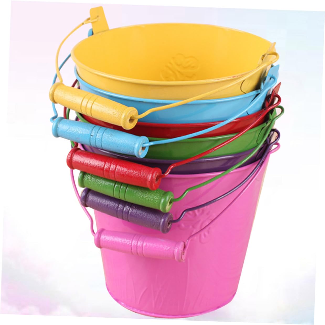 Seau de Plage pour Garçon et Filles 6pcs en Tinplate, Jouet de Plage Léger | Vacances, Jouet Exterieur à Sable Extérieur, Jouets de Sable et Eau Tout-petits Couleur Aléatoire