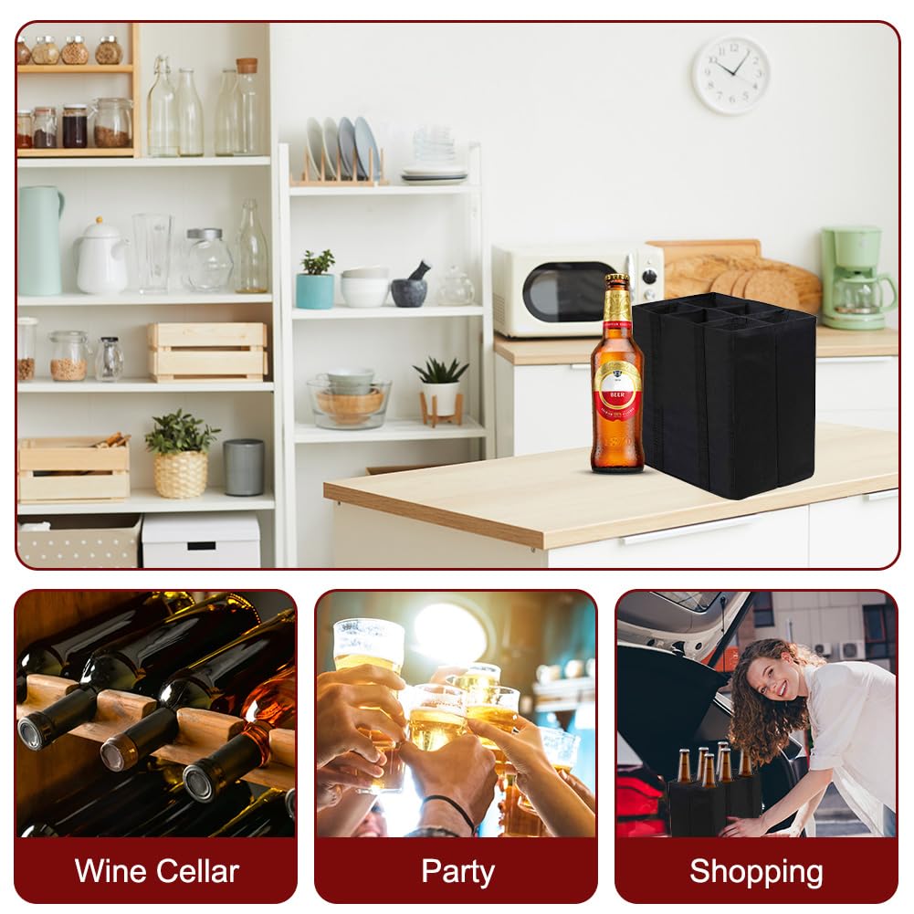 HOTUT Borsa per Portare 6 Bottiglie Da 1,5 Litri, Borsa Portabottiglie Sacchetto per Bottiglie, Borsa per il Trasporto Con Divisori per Bottiglie Borsa Porta Bottiglie per Bottiglie di Birra Vino Soda
