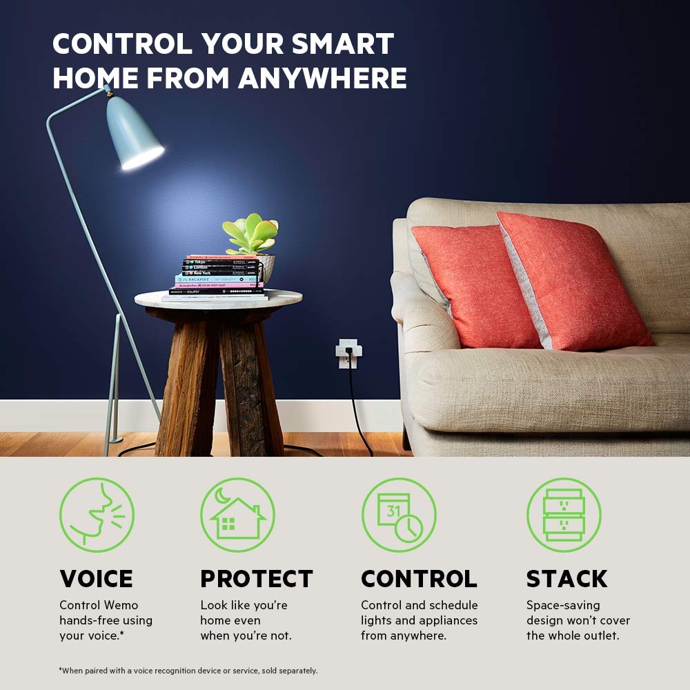 Wemo 43K-720-0224R Mini Smart Plug Compatible with Alexa Google Assistant Apple HomeKit F7C063-CC 2-Pack — view 2