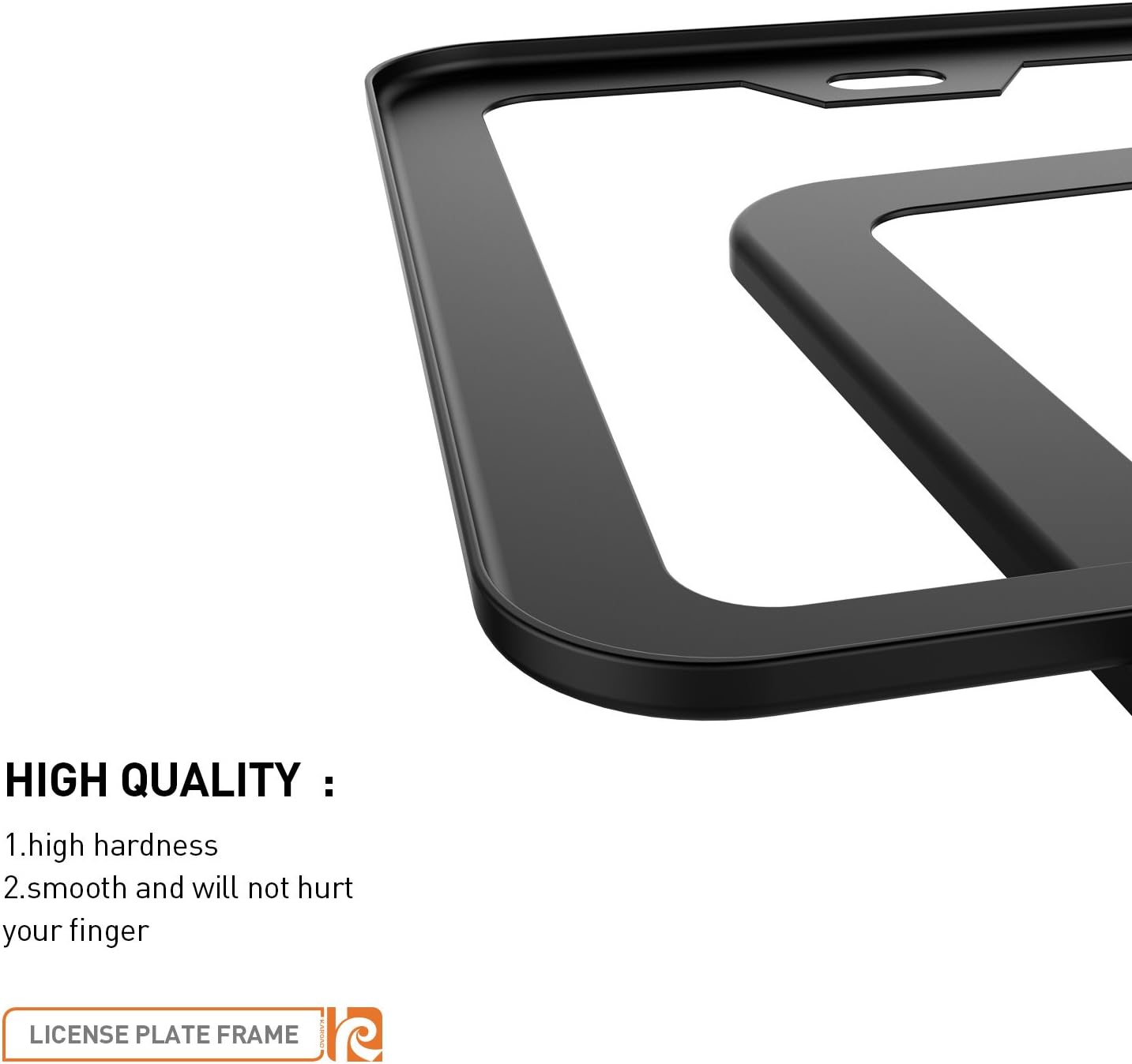Karoad 2 Holes Slim Design Black Aluminum License Plate Frames with Bolts Washer Caps for US Standard (Two PCS)