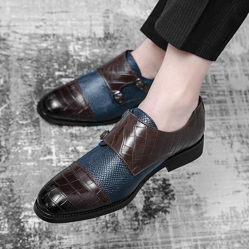 Formal Shoes Dress Oxford for Men Double Monk Leather Wedding Slip On Breathable Wedding Non Slip Block Heel Anti-Slip Shoe4