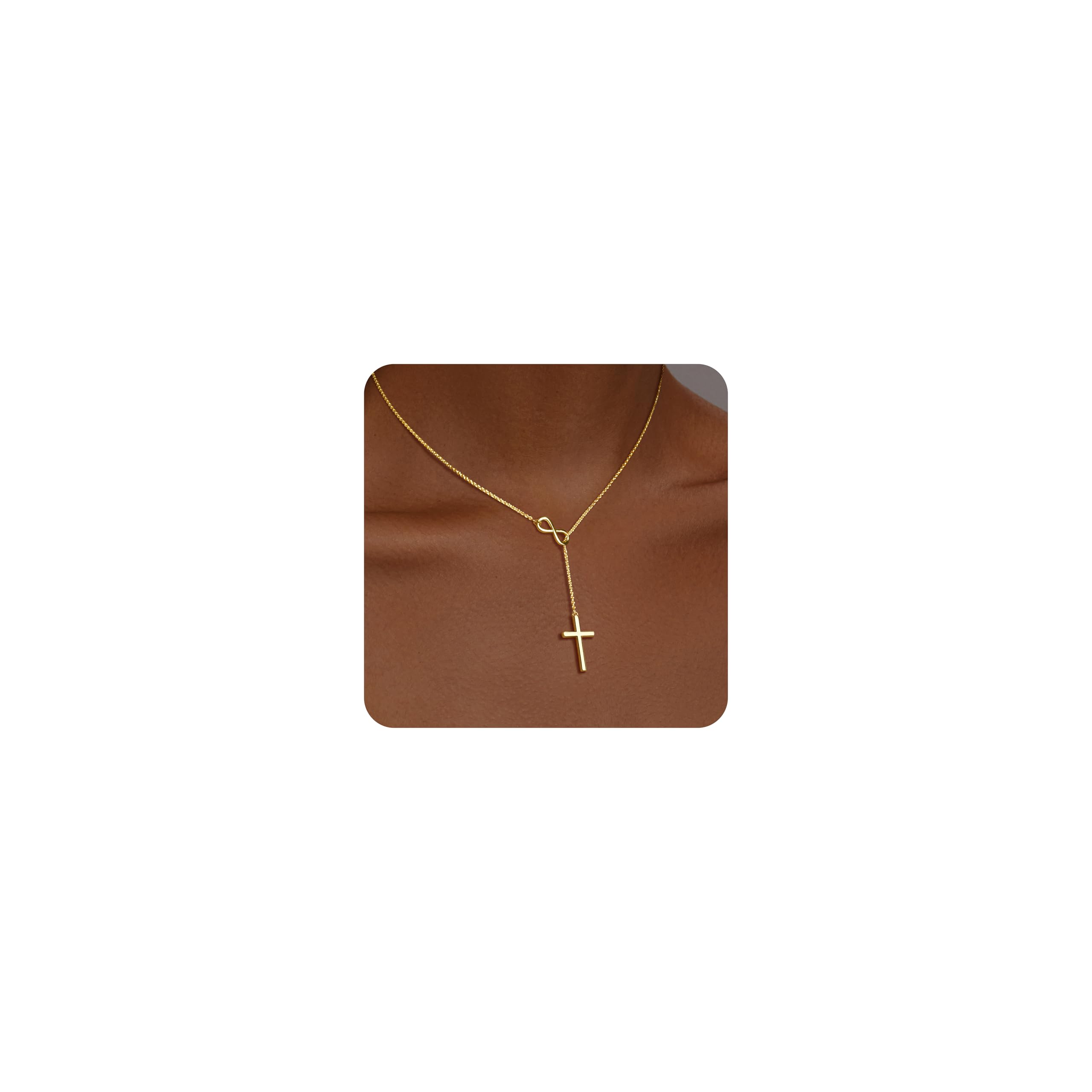 Infinity Cross Necklace for Women, Dainty Cross Pendant Necklae, Non Tarnish & Waterproof Necklace, Simple Choker Minimalist Jewelry, Faith Cross Gifts