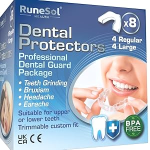 Gebitsbeschermer om te stoppen met tandenknarsen (8 x verpakking) Tandbeschermers voor ‘s nachts knarsen BPA-vrije slaap Mondbeschermers voor tandenknarsen Vormbare tandbeschermer Slaapgomschild, bruxisme Bijtbeschermer