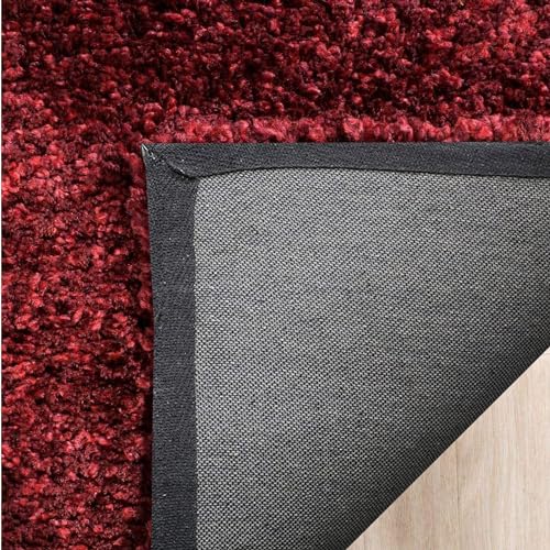Image of Solid Fluffy Rugs and Carpet for Hall and Drawing Room 5x7 Feet Maroon Color
