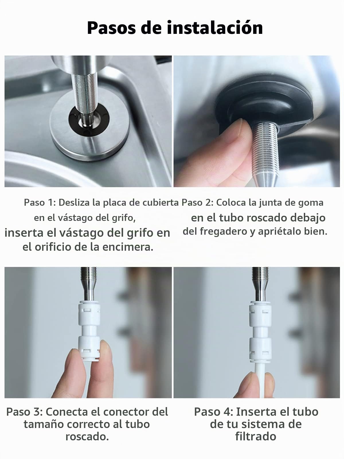 Grifo de Agua Potable, Fácil de Instalar Grifo de Agua de Cocina con Filtro RO, Grifos de Ósmosis Inversa Sin Plomo para Fregadero de Barra de Cocina, Acero Inoxidable SUS304 con Acabado de Níquel