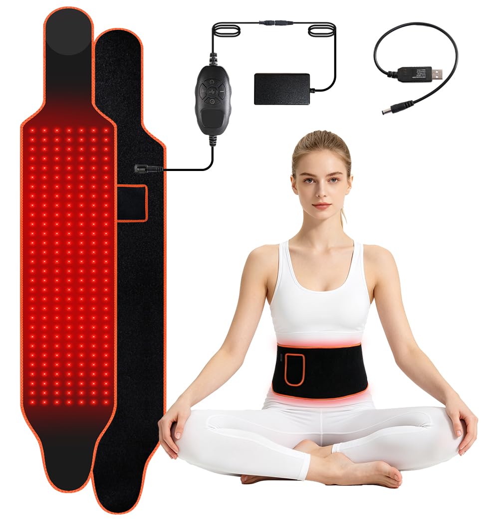 Rotlichtgürtel mit 210 LEDs, Nahinfrarotlichtgürtel für Beine, Rücken, Taille, Schultern, Nacken, 660 nm und 850 nm Rotlichtwickel mit 6 Timing-Einstellungen, 5 Lichtmodi, 2 Frequenzeinstellung