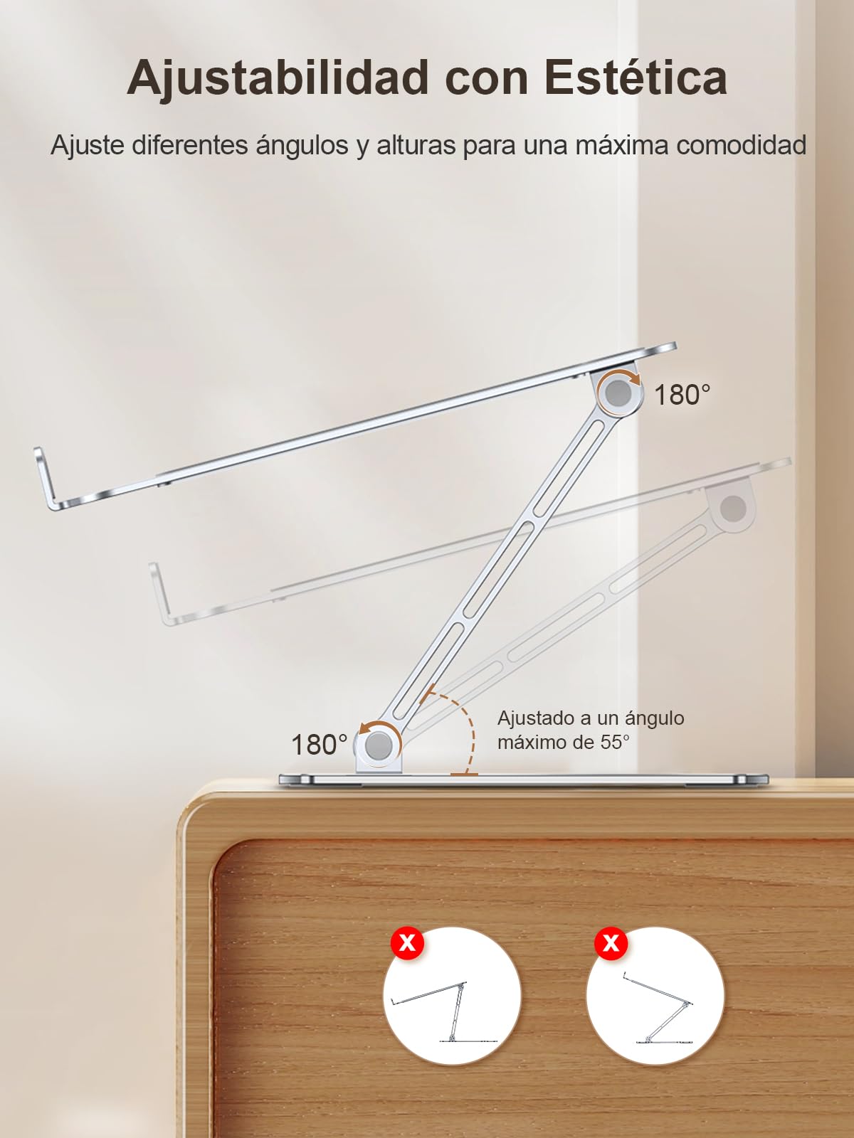 CIRYCASE Soporte Portatil Mesa, Aluminio Laptop Stand de Ajustable, Enfriamiento Rápido Ventilado & Ergonómico, Soporte Ordenador Portátil Plegable Compatible con MacBook Air Pro/Tablets (10-16")