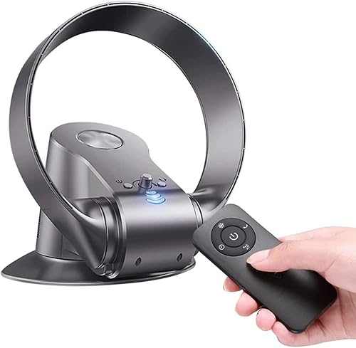 Miniatura 1 de Ventilador montado en la pared de 14 pulgadas, ventilador oscilante sin aspas de 3 velocidades con control remoto, sin hojas, oscilante de 90,