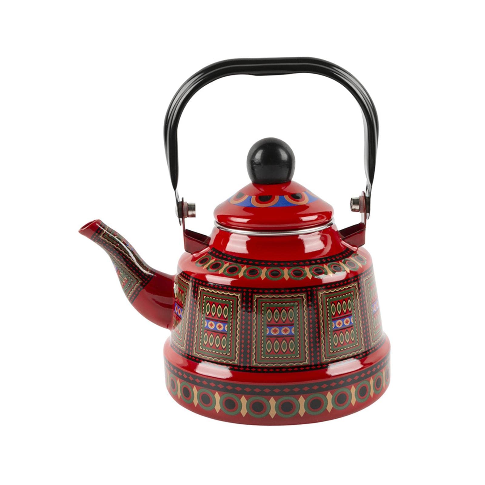 Bouilloire à thé émaillée vintage en inox rouge haut de gamme pour une cuisine élégante