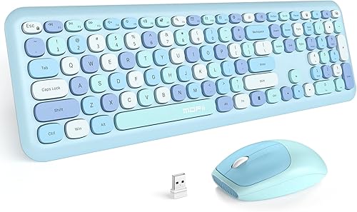 MOFII - Combo de teclado inalámbrico y mouse silencioso, delgado y compacto USB de 2.4 G, lindo teclado de 110 teclas para PC, portátil, MacBook,