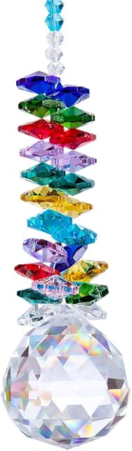 H&D 40mm Clear Crystal Sun catcher Glass Ball Prism Rainbow Octagon Beads Pendant Hanging Window Decor