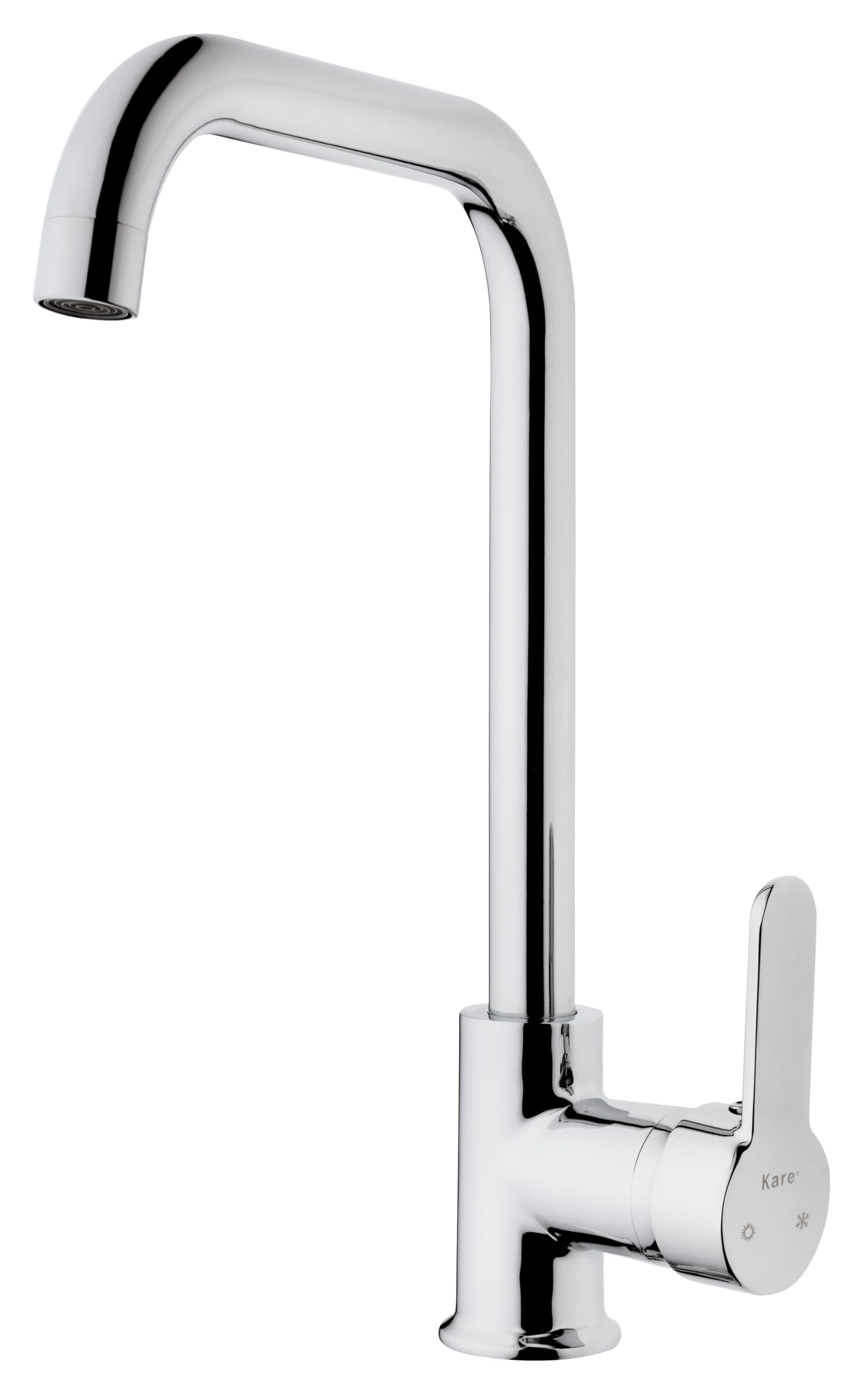 Mabel Miscelatore a Canna Alta Quadrata Orientabile Rubinetto per Lavello da Cucina, Leva Singola Girevole a 360°, Ottone 58-60 Cromato