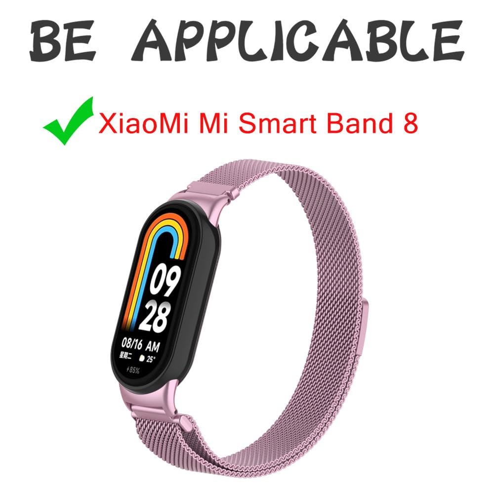 HchenH Bracelet Compatible with Xiaomi Mi Band 8, Stainless Steel Metal Adjustable Replacement Strap, Soft Breathable - Image 2
