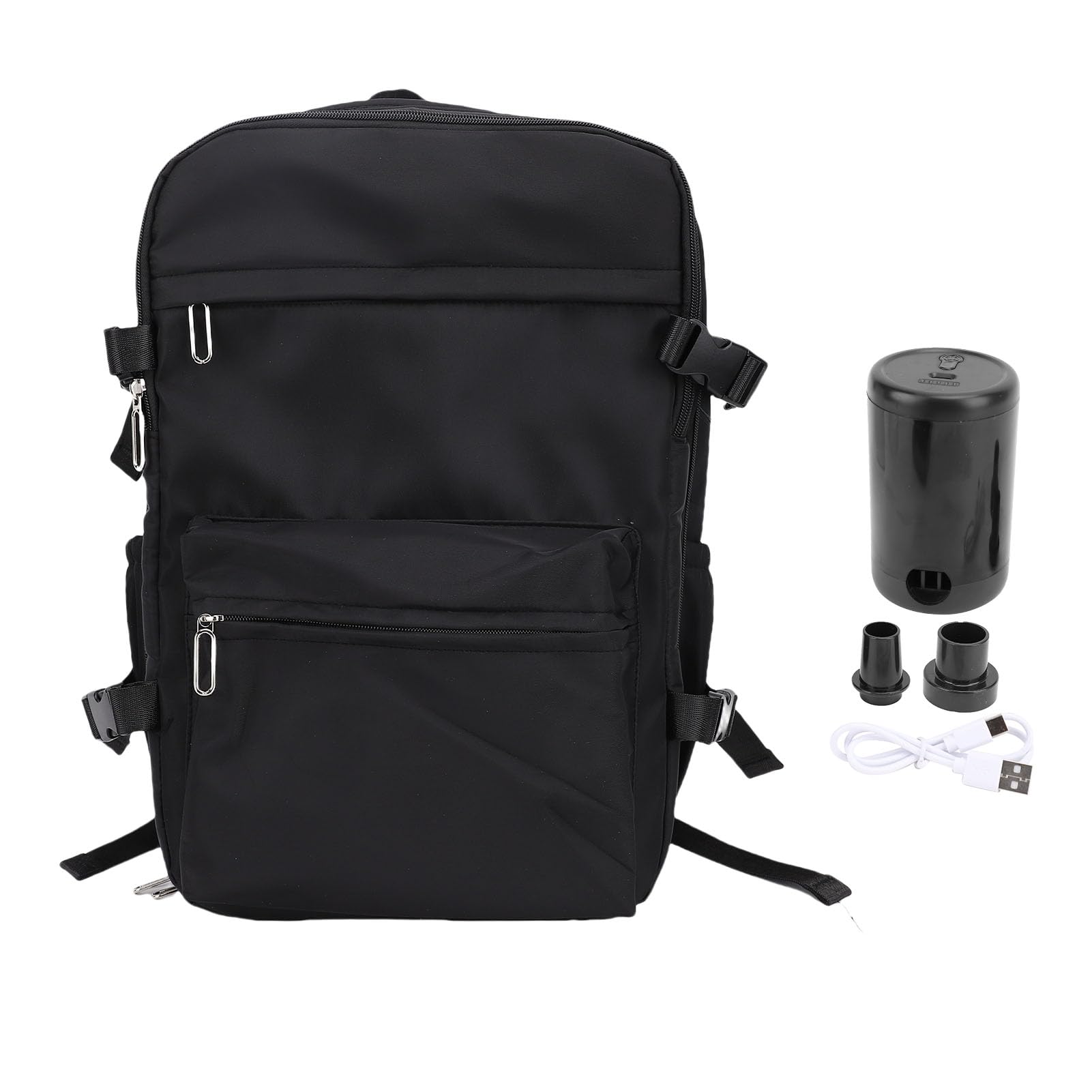 für Reiserucksack mit Vakuum-Kompressionsbeutel, wasserdichte Konstruktion, Schaumstoff-Schultergurte für Komfort, organisiertes Layout mit mehreren Taschen, (Schwarz)