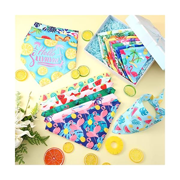 50 pieces dog bandanas for summer bulk hawaiian bandanas bibs triangle dog scarf dog kerchief set dog bandanas with fruit leave flamingo patterns for summer pet costume accessories decoration - image 6