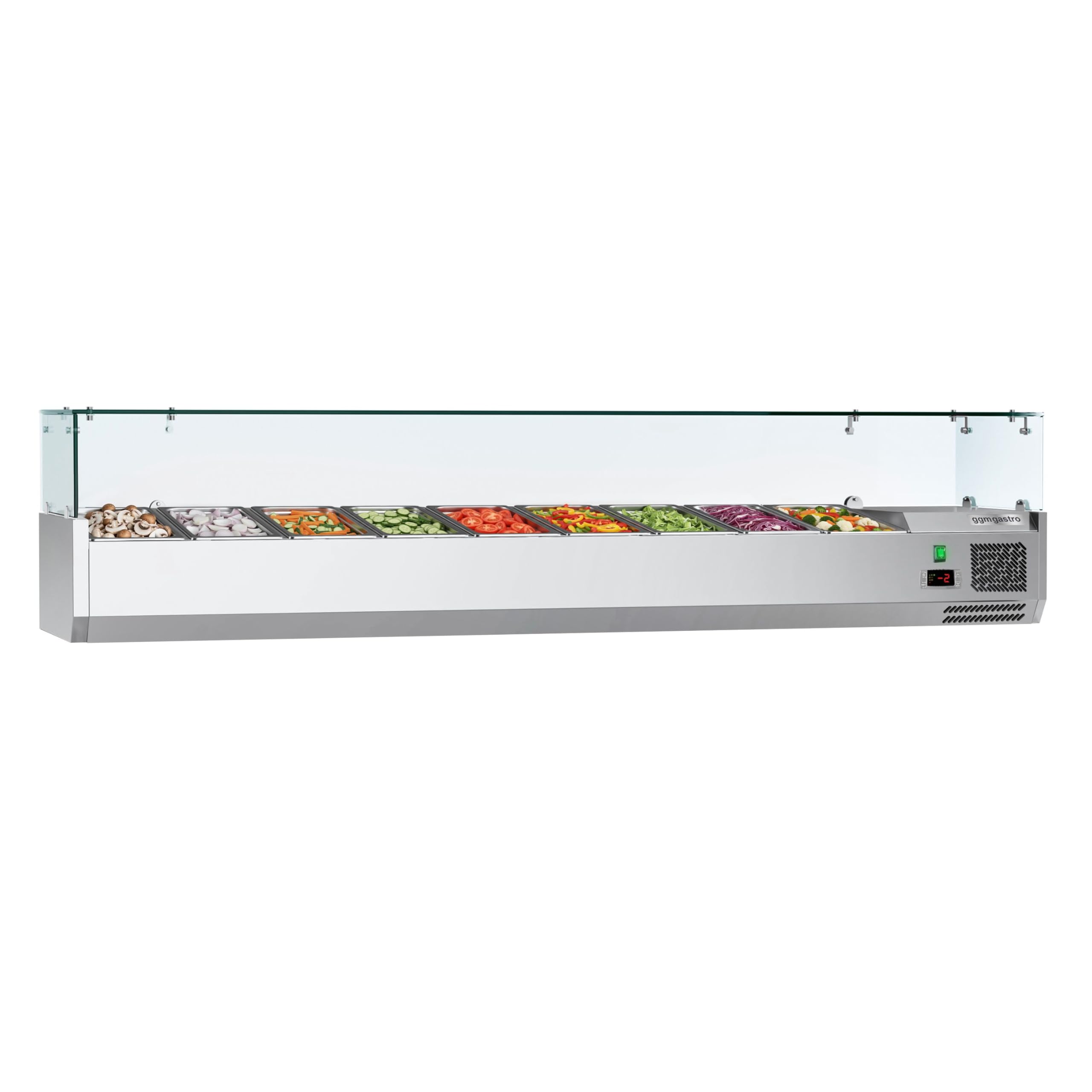 GGM Gastro | AGG183ND#07 | Kühlaufsatzvitrine ECO - 1800x335mm - 8x GN 1/4