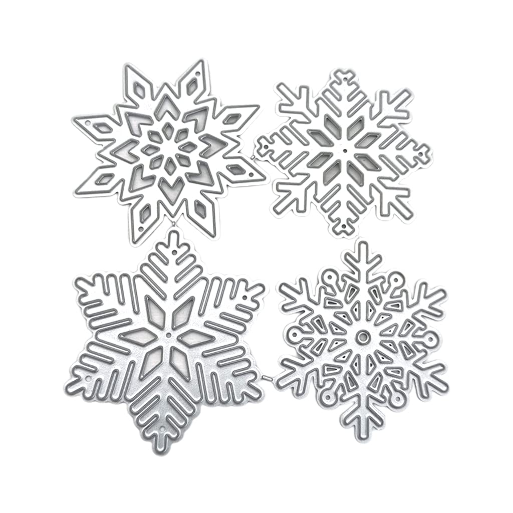 Bflky 4 Pcs/Set Snowflakes Metal Cutting Die Various Shapes Christmas Snowflakes Template Cutting Dies Stencils