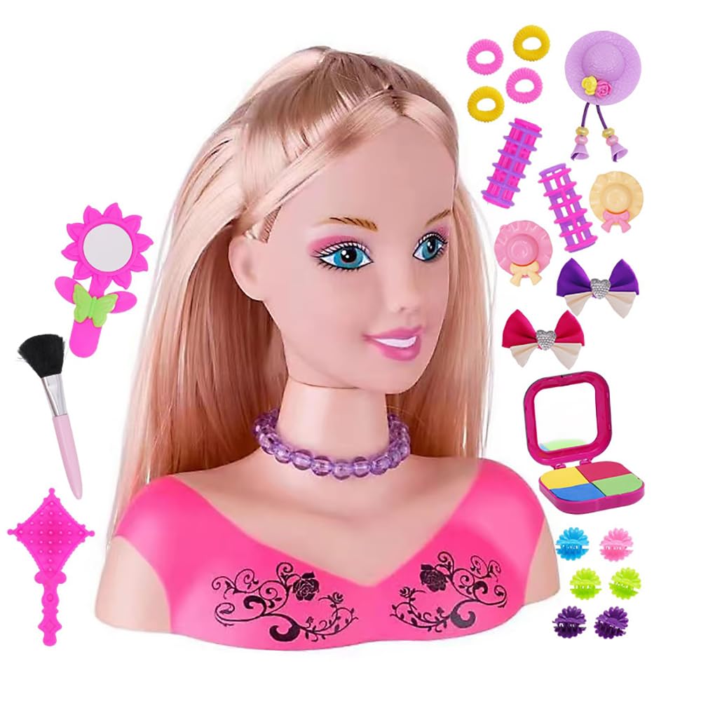 G-23 Styling Head Set - 35~40 Kids Doll Heads for Makeup & Hair Styling Play Set, Gift for Girls (Half-Length)