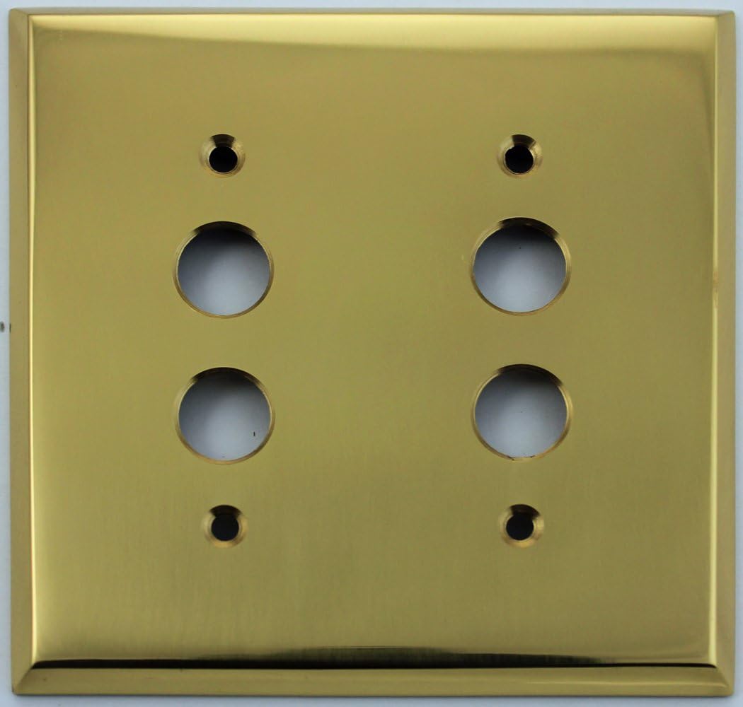 Polished Brass 2 Gang Push Button Light Switch Wall Plate