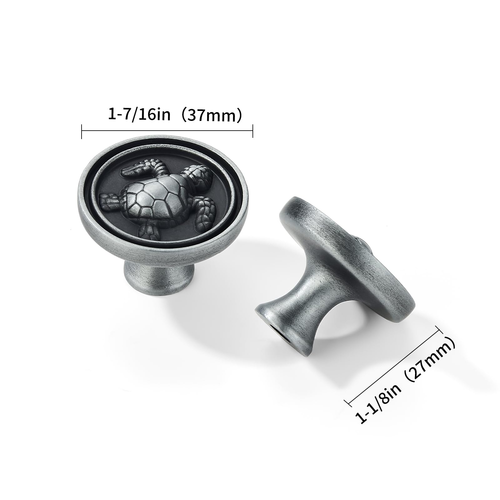 KHTUMEWARE-WG425 Round Knob, Antique Pewter, 1-7/16 in (37 mm), 5-Pack in Antique Pewter — KHTUMEWARE