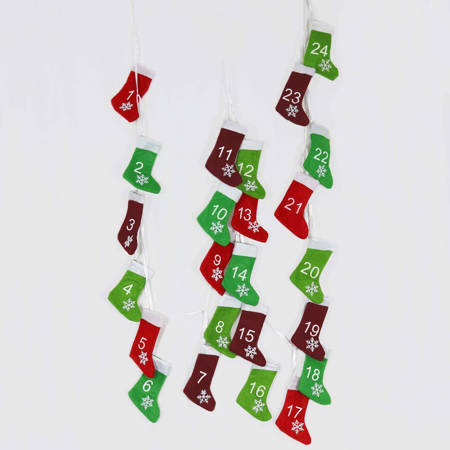 com-four® Advent calendar to hang up and fill yourself, felt advent calendar with boots in great colors with fur trim, 280 cm - Image 2