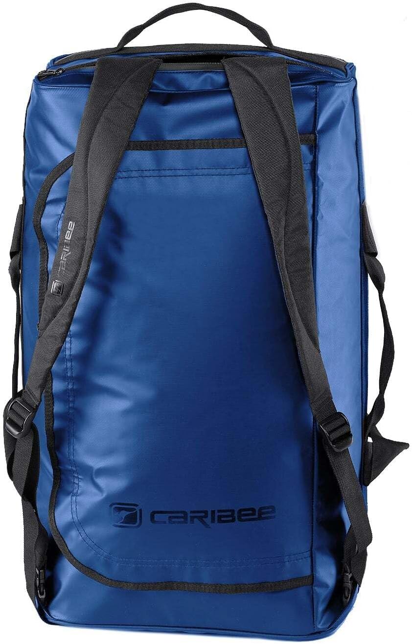 Caribee Titan 50L Waterproof Travel Duffle Bag with Backpack Straps for Many Airlines, 56x34x25cm (22x13x10inch) (Blue)