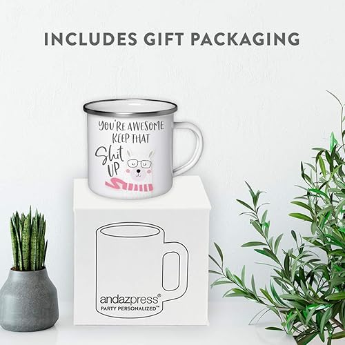 Vista 100 de Andaz Press Taza de café de acero inoxidable con temática de alpaca de llama de 11 onzas, regalo de broma, colorido bohemio con gráficos de llama