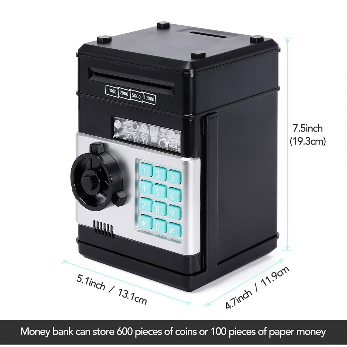 Amazon | Yirdapall 電子貯金箱 お札 コイン 貯金箱 ミニATM ダイヤルロック式 音楽付け 大容量貯蓄 現金コイン用 自動  スクロールペーパー 男の子 女の子 プレゼント (ブルー) | 貯金箱 | おもちゃ