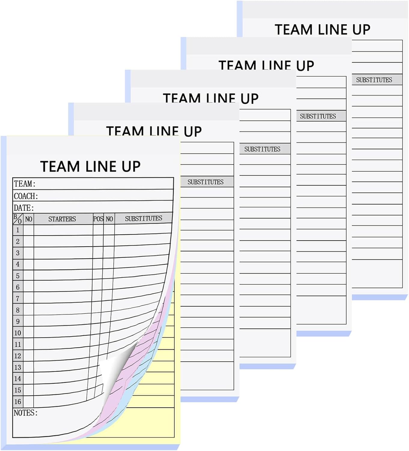 Baseball/Softball Lineup Cards, 4-Part Carbonless Copies with Tearing Line, 150 Games with 16 Player Roster Lineup Sheet for Coaches, Team, Sports