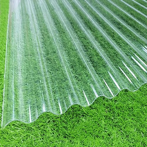 Clear Corrugated Roofing Sheets,1.5mm Thick FRP Daylighting Plate,Garden Storage Shed Roof Sheet,Greenhouse Roof Panels,Cladding Walling Sheeting,Water,UV-Ray,Dustproof (0.9x0.6m/35x24in,2 Pcs)