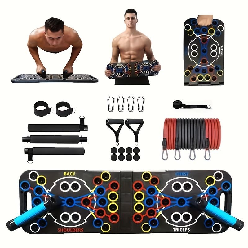 54-Loch Liegestützbrett - Multifunktions-Übungsgerät für das Home-Gym - Verstellbare Liegestützstangen für Brust-, Arm- & Kerntraining - Krafttrainingsgerät für Männer & Frauen