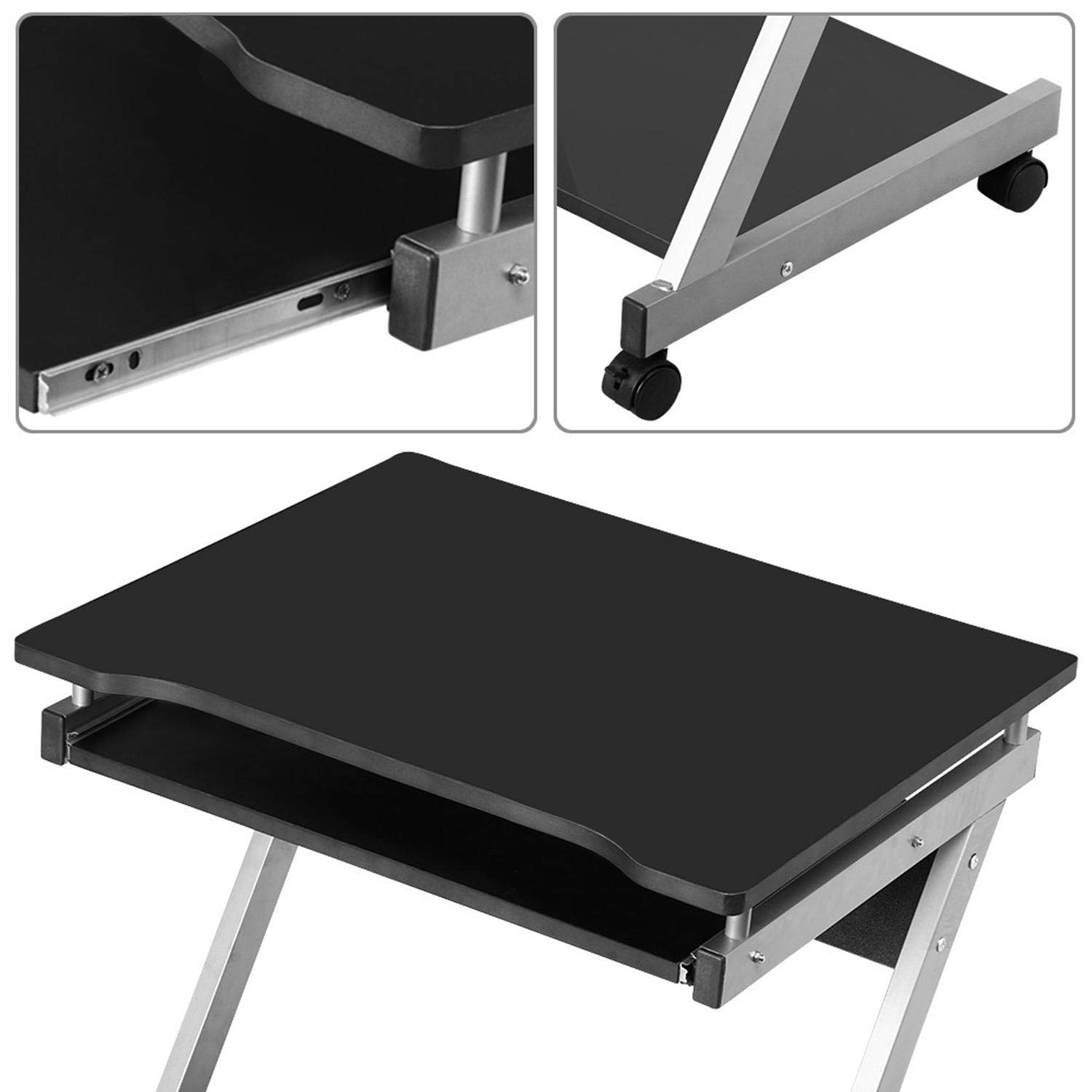 Buy Yaheetech ZShaped Computer Desk with Sliding Keyboard 4 Wheels PC