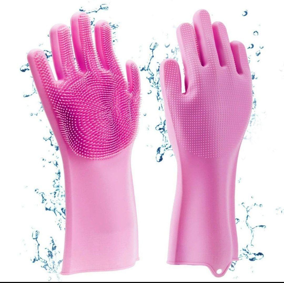 Silicone Gloves I Kitchen Cleaning Dish Washing Gloves, Silicone Gloves with bristles, Silion Hand Gloves for Kitchen Dishwashing and Pet Grooming, Great for Washing Dish, (Multicolour, 1 Pair) (B0D94WFWNC) Amazon Price History, Amazon Price Tracker