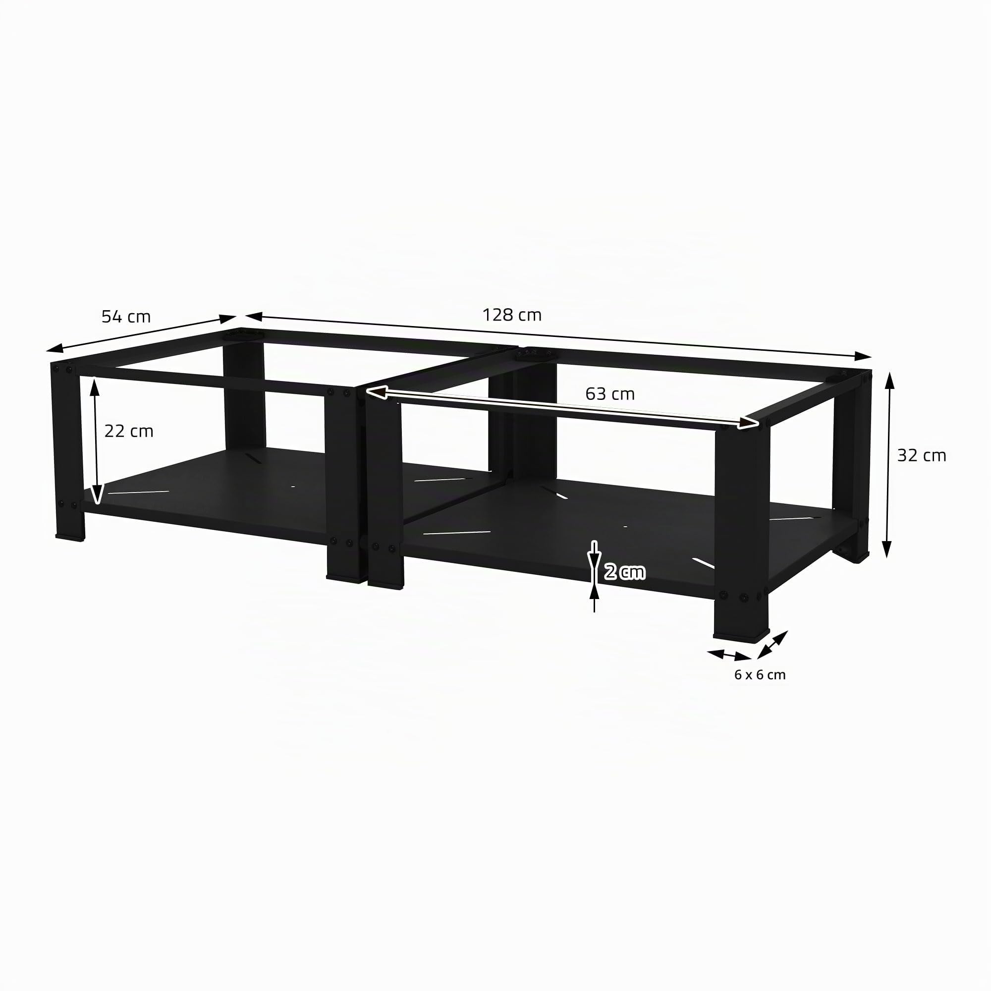 ML-Design Juego de 2x Pedestales para Lavadora o Secadora Negro 128 x 54 x 32 cm de Acero, Capacidad hasta 150kg Soporte Alto Base Estable y Robusta Bastidor Universal con Balda de Almacenamiento