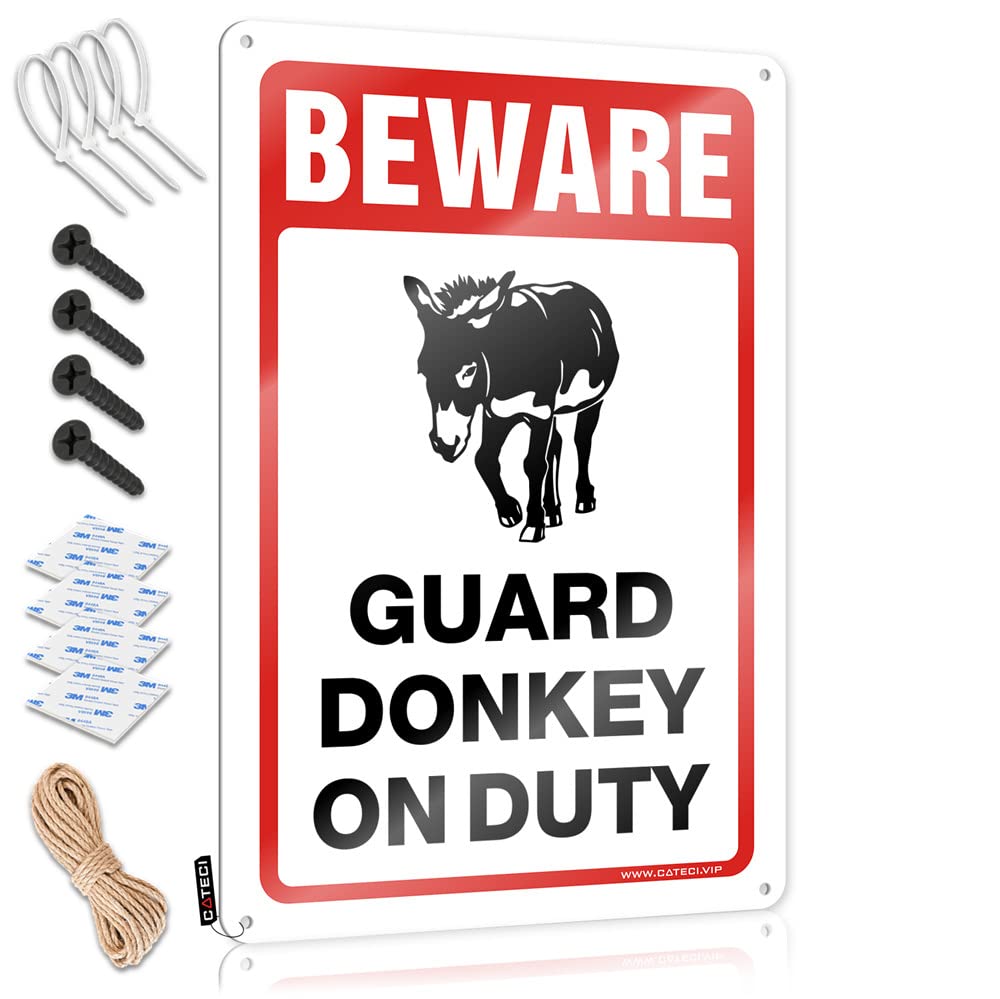 Neon, Plaques Dorm Gift For Gamer Beware! Guard Donkey On Duty | Rustic Sarcastic Wall Art(30X40CM)