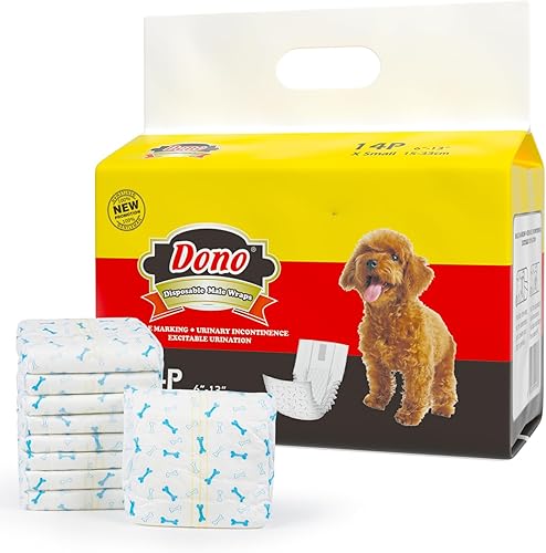 Dono Pañales desechables para perros (14-56 unidades), envolturas para perros machos con indicador de humedad, pañales súper absorbentes para perros
