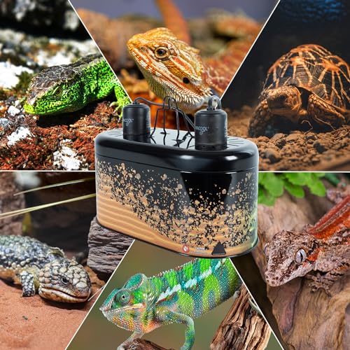 Image of WACOOL Reptile Light Fixture Deep Dome Dual Lamp Fixture, Tropical UVB Light Reptile Heat Lamp Kit Combo Holder, Premium Reptile Reflector with 2 Indenpent Switches (Tropical)
